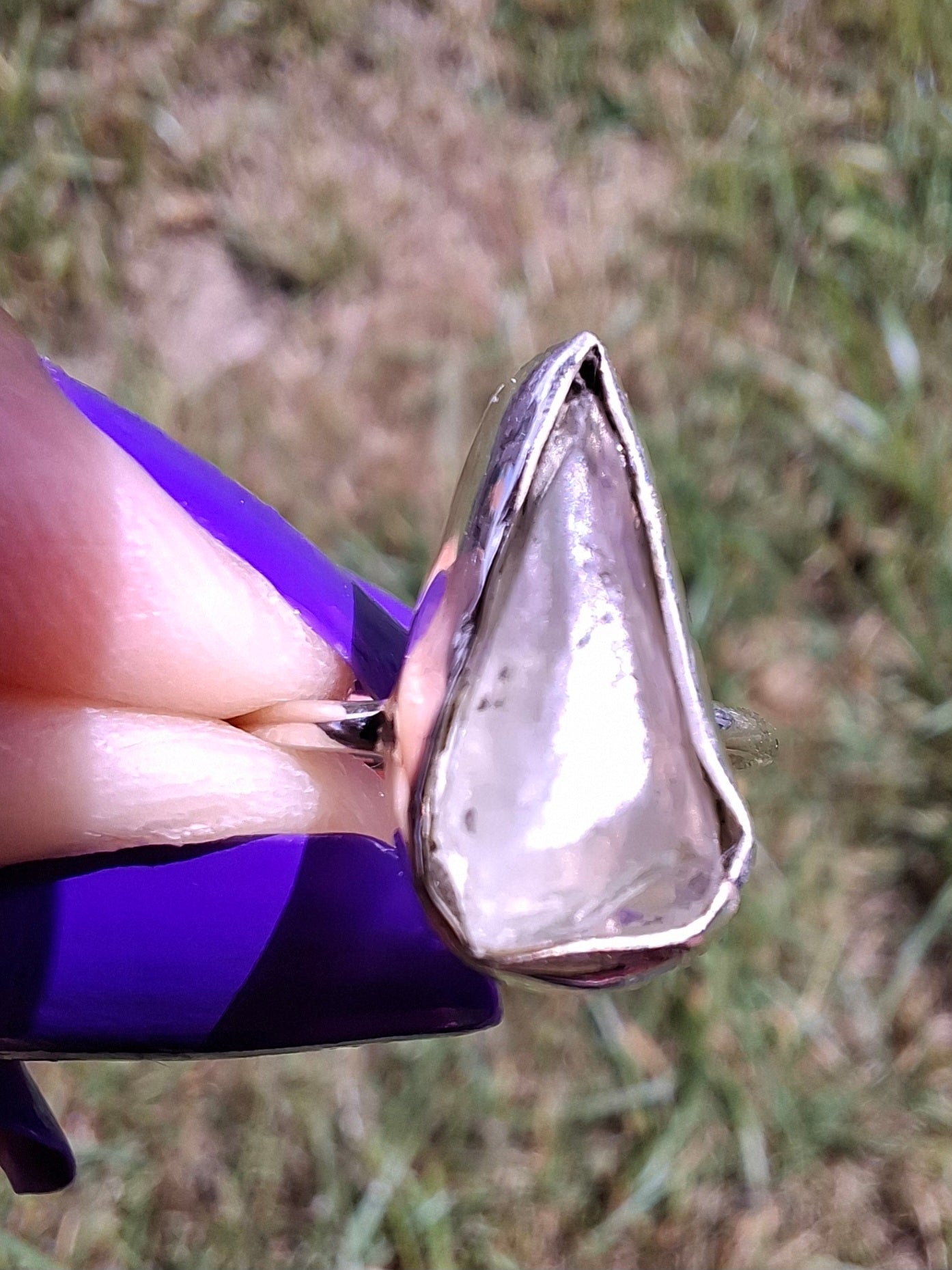 Libyan Desert Glass Ring, size large G, 925 Silver, Tektite (Ref: LR1)