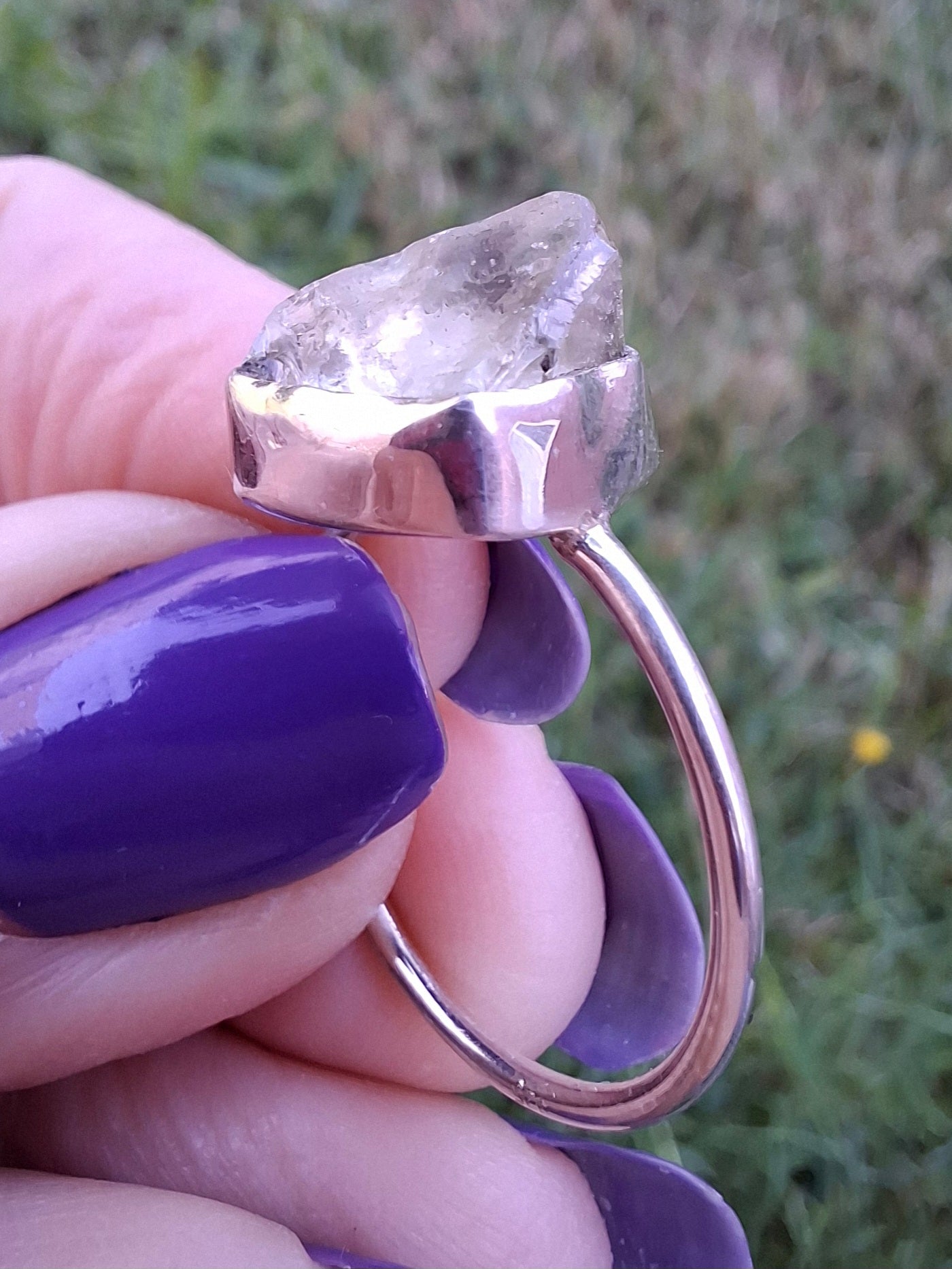 Libyan Desert Glass Ring, size small S, 925 Silver, Tektite (Ref: LR44)