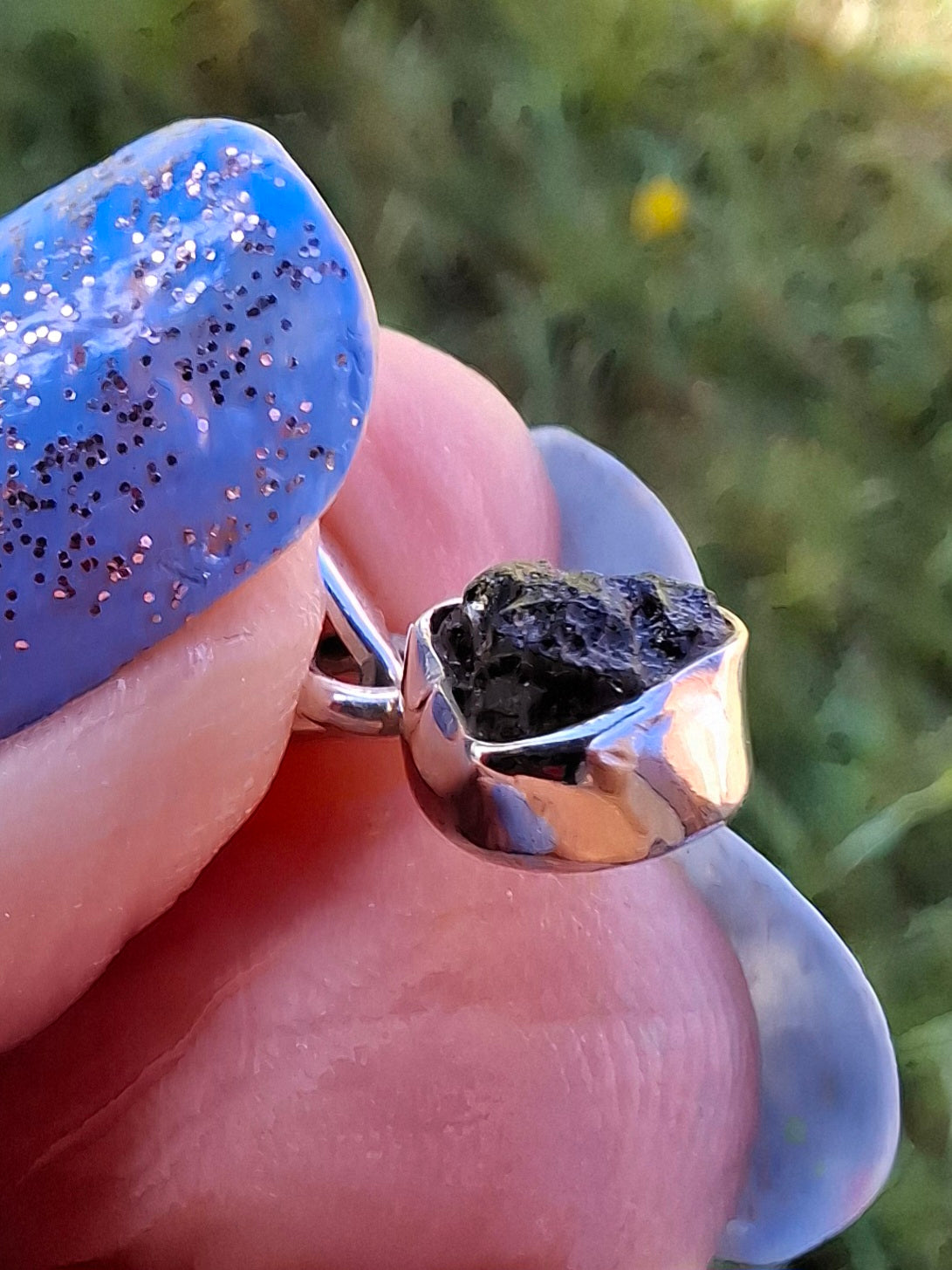 Moldavite Pendant, 925 Silver, Tektite (Ref: P96)