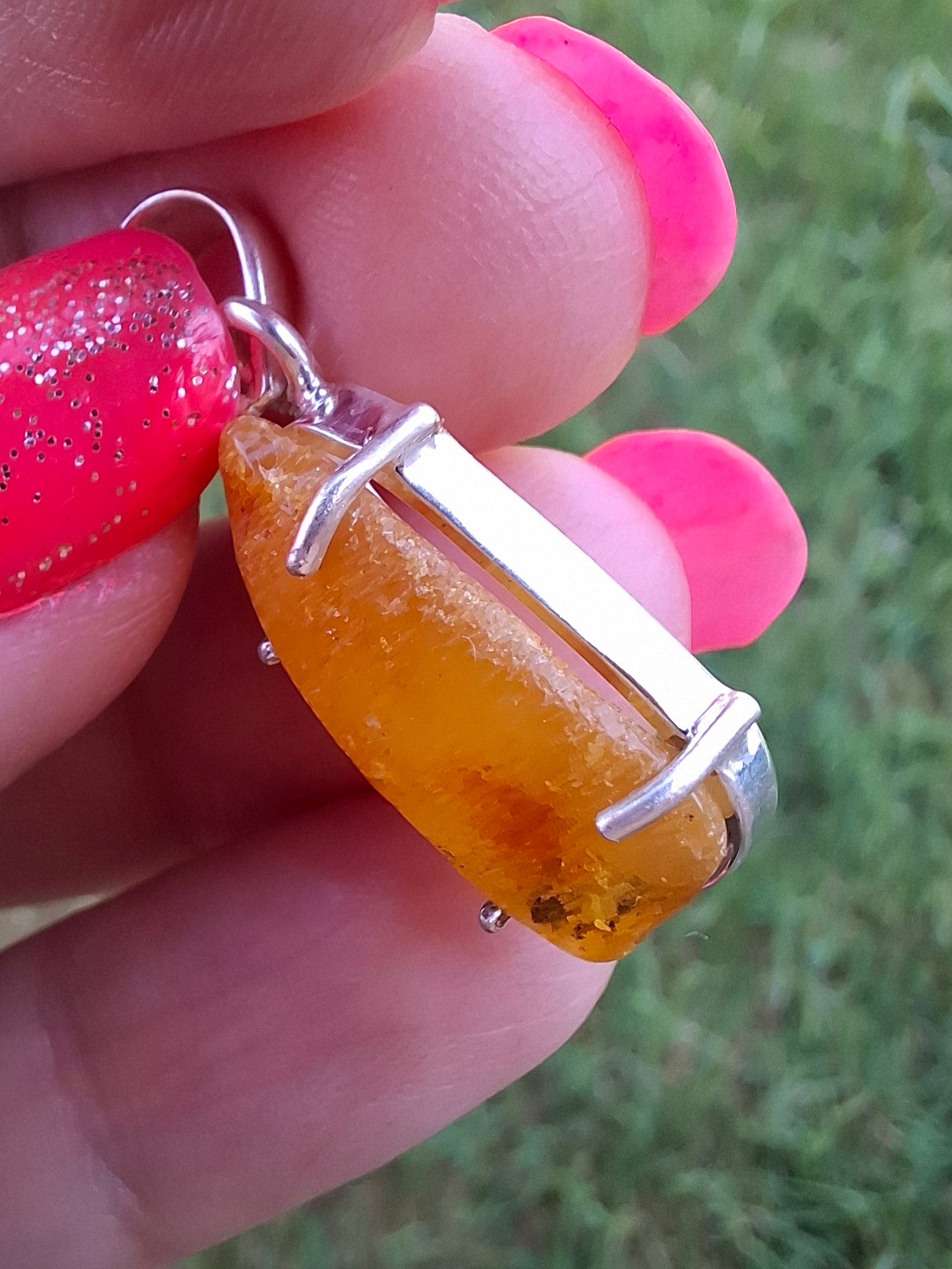 Baltic Amber Pendant, 925 Silver, Fossil (Ref: AP8)