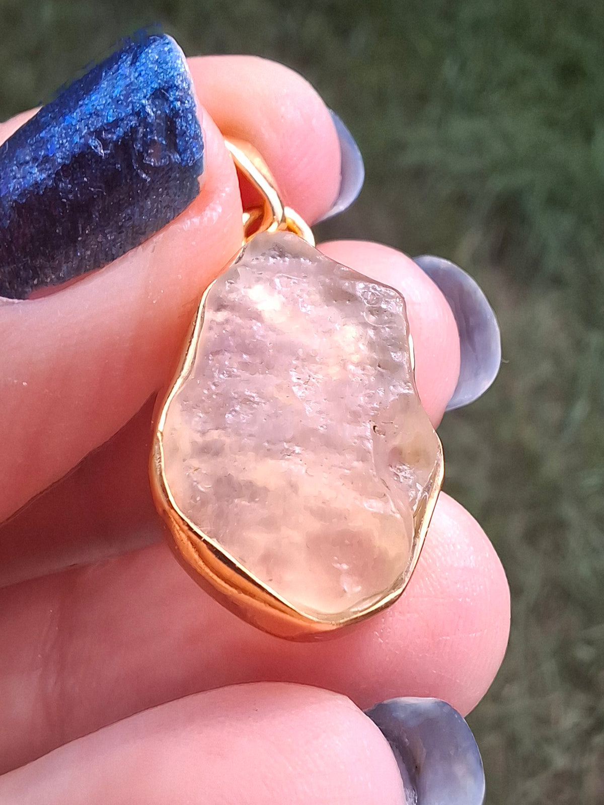 Libyan Desert Glass Pendant, 14K GOLD Plated, Tektite (Ref: LP124)