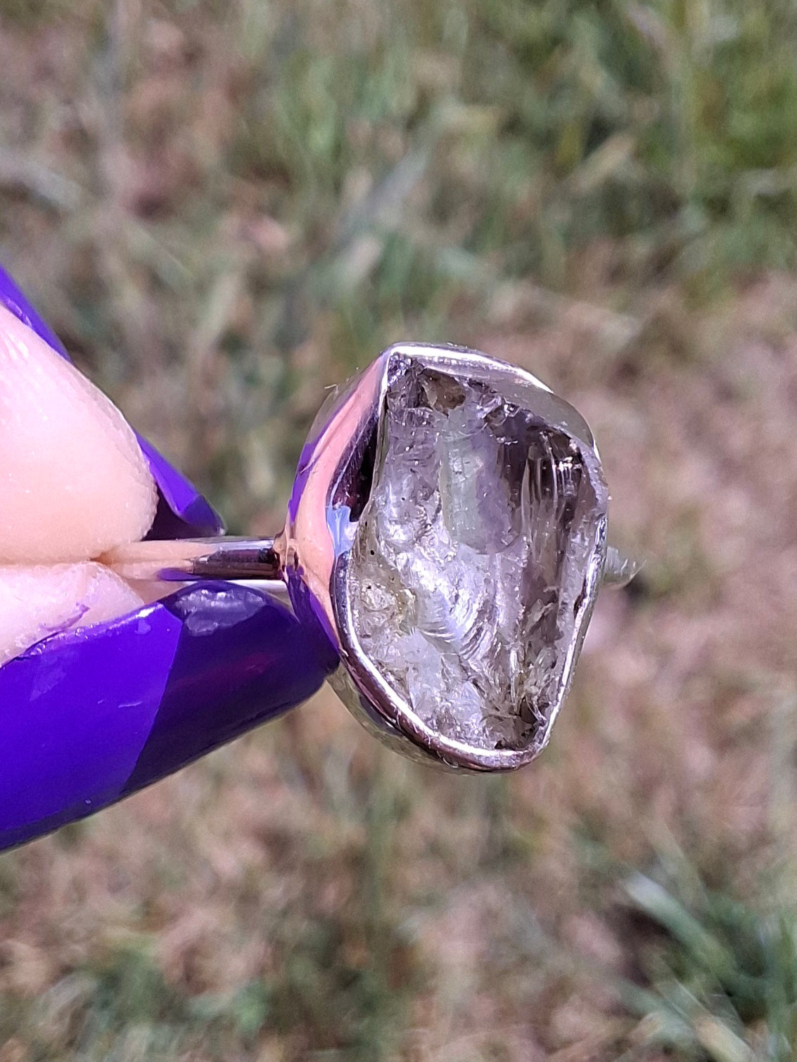 Libyan Desert Glass Ring, size small P, 925 Silver, Tektite (Ref: LR25)