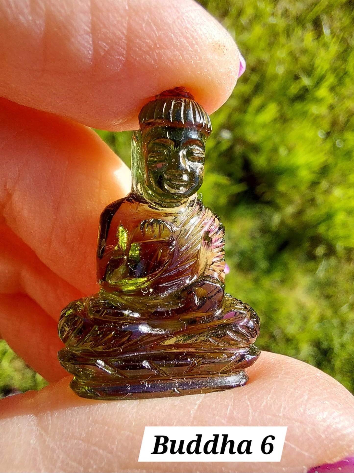 Moldavite BUDDHA Carving, 4.23g, Tektite (Ref: Buddha6)