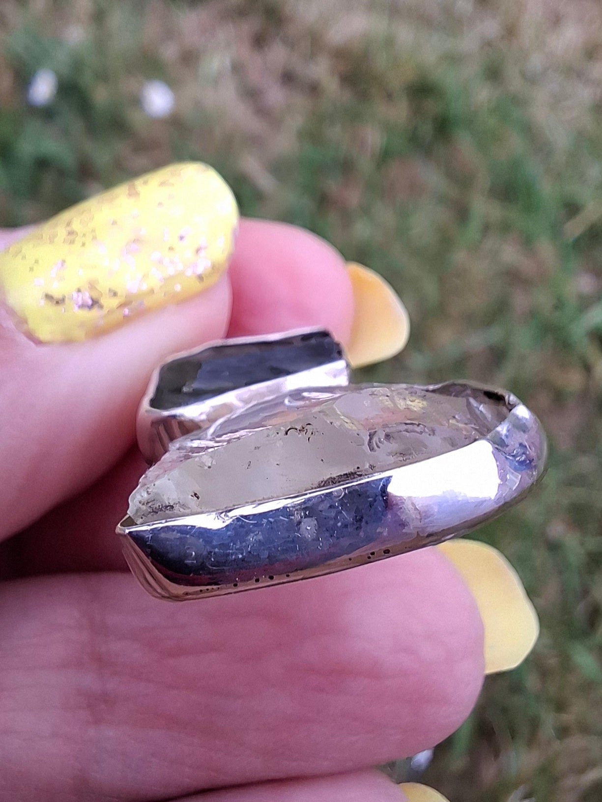 Moldavite & Libyan Desert Glass Pendant, 925 Silver, Tektite (Ref: MLP19)