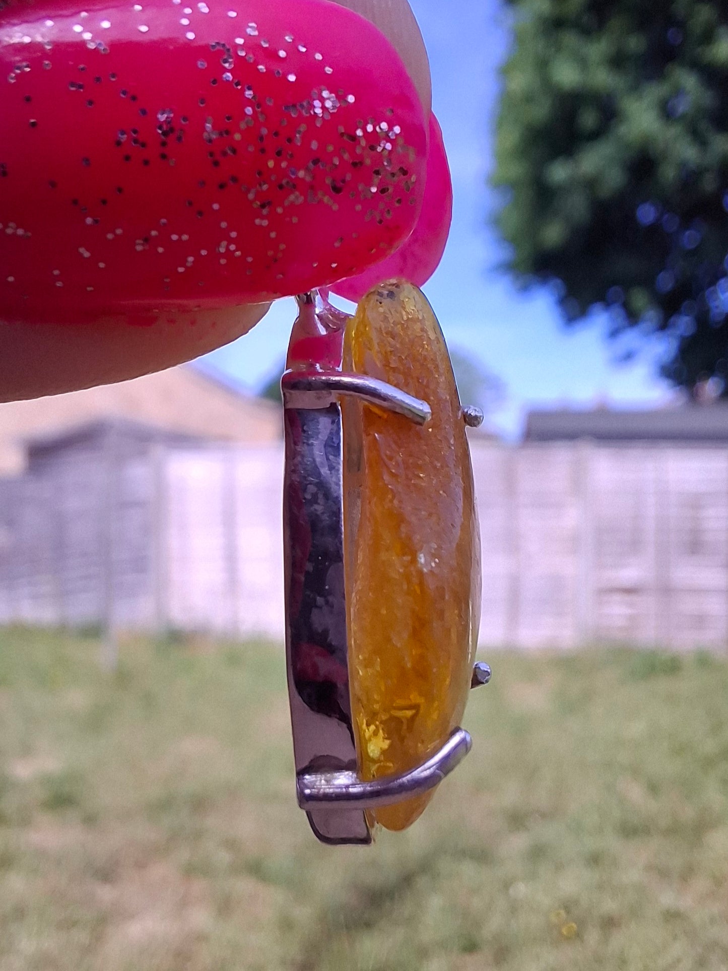 Baltic Amber Pendant, 925 Silver, Fossil (Ref: AP6)
