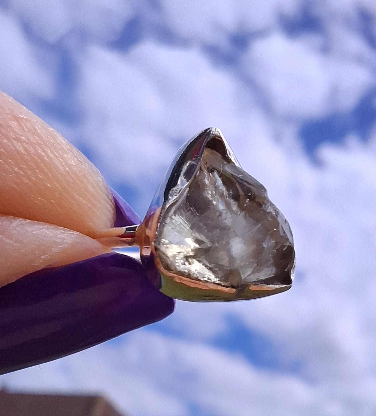 Libyan Desert Glass Ring, size large G, 925 Silver, Tektite (Ref: LR2)