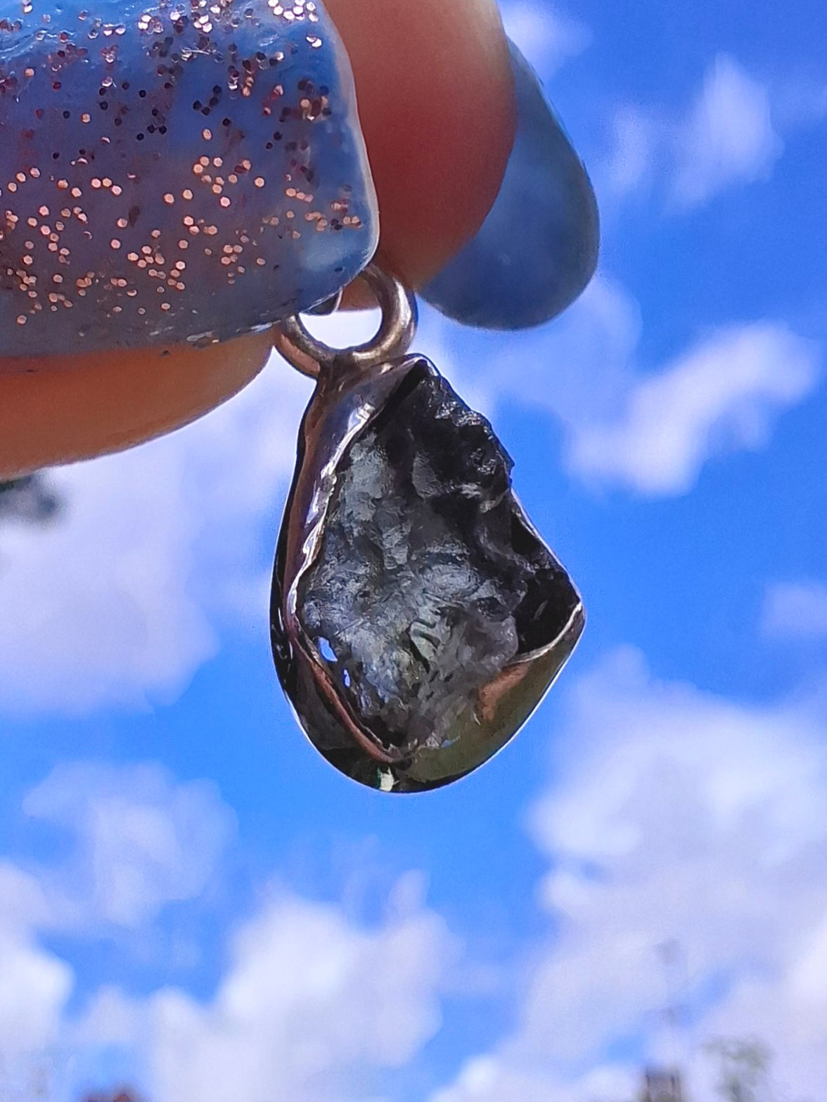 Moldavite Pendant, 925 Silver, Tektite (Ref: P65)