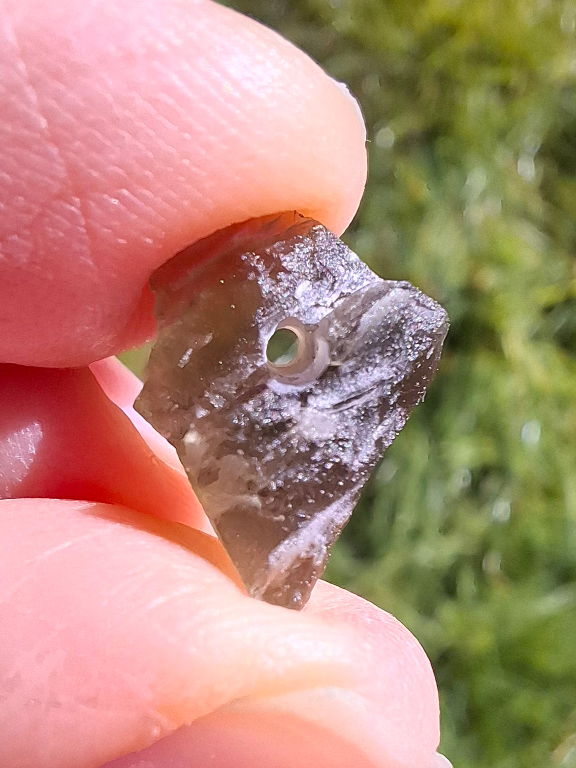 DRILLED, Moldavite Piece, 0.80g, Tektite (Ref: D24)