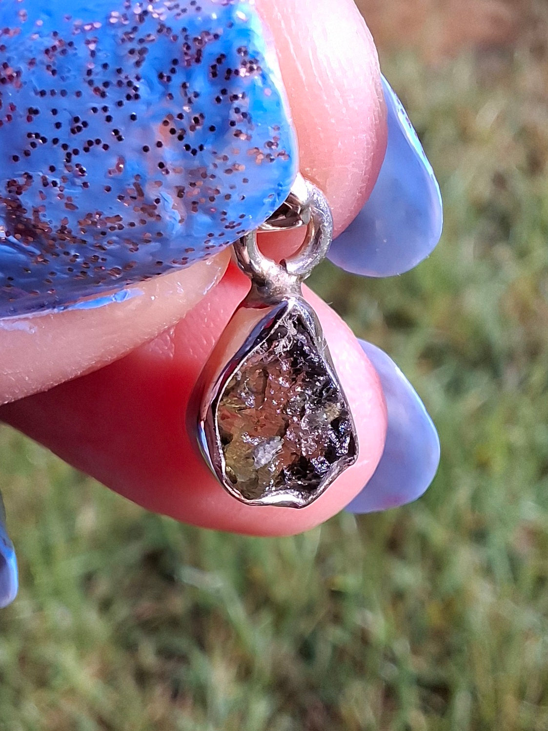 Moldavite Pendant, 925 Silver, Tektite (Ref: P62)