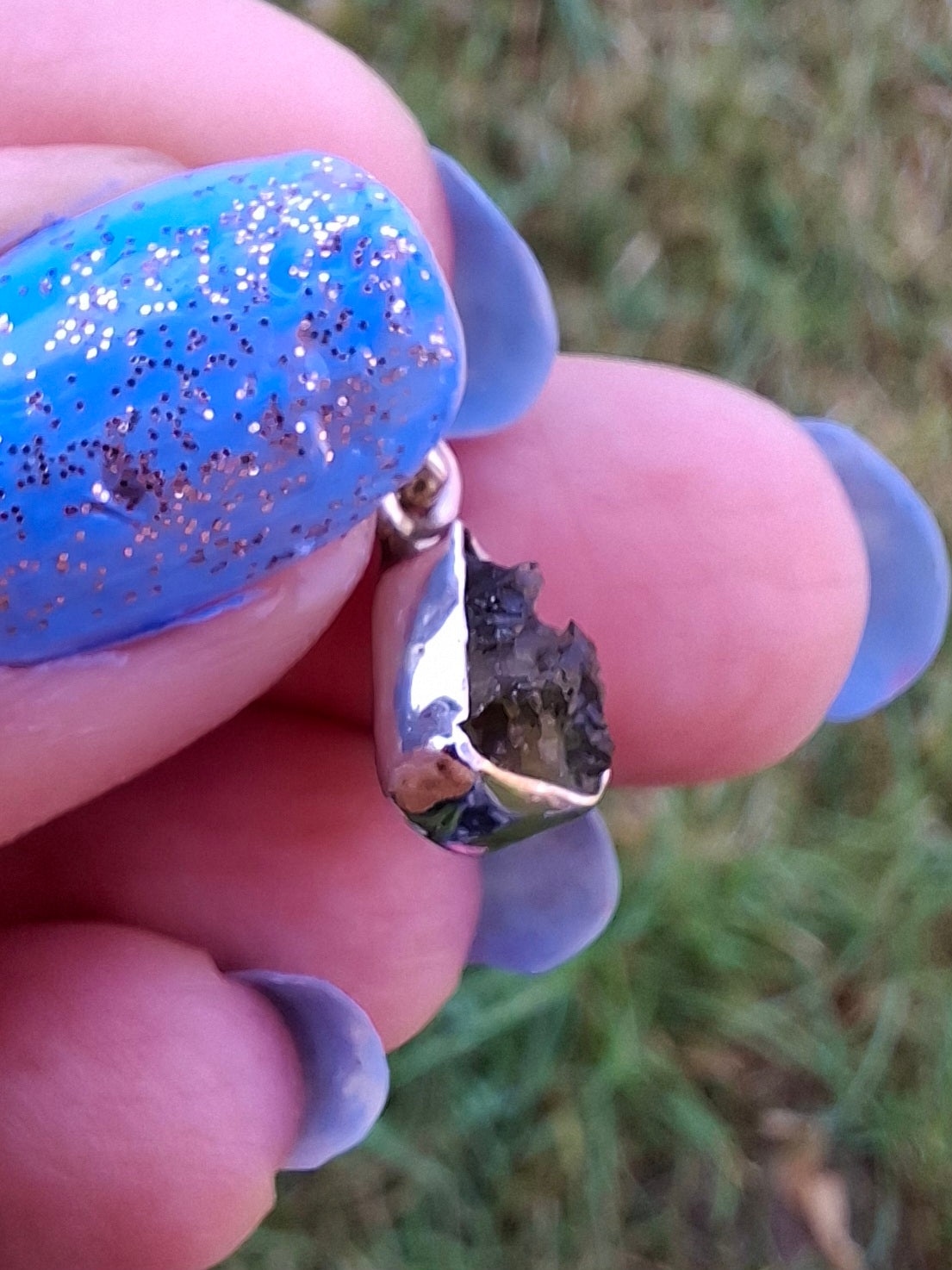 Moldavite Pendant, 925 Silver, Tektite (Ref: P37)