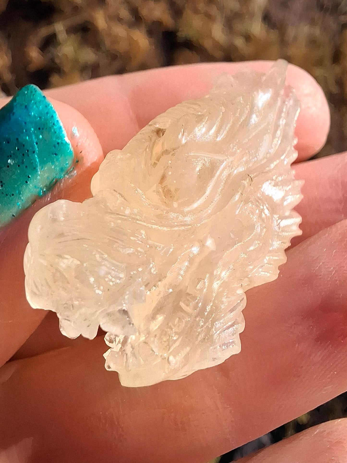 Libyan Desert Glass DRAGON HEAD carving, 9.66g, Tektite (Ref: Dragon 3)