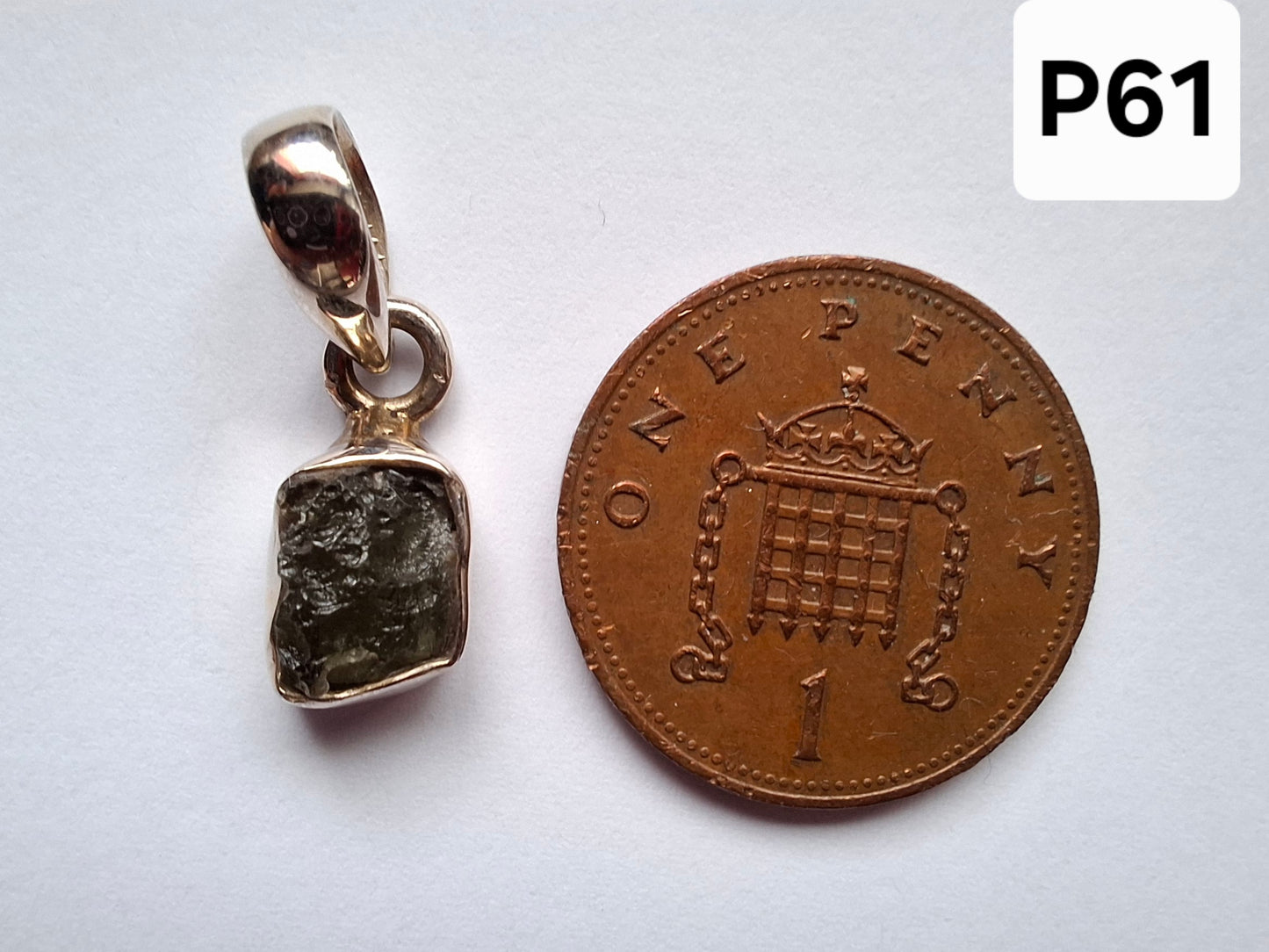 Moldavite Pendant, 925 Silver, Tektite (Ref: P61)