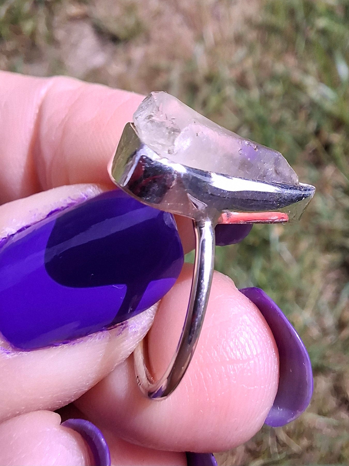 Libyan Desert Glass Ring, size large G, 925 Silver, Tektite (Ref: LR1)