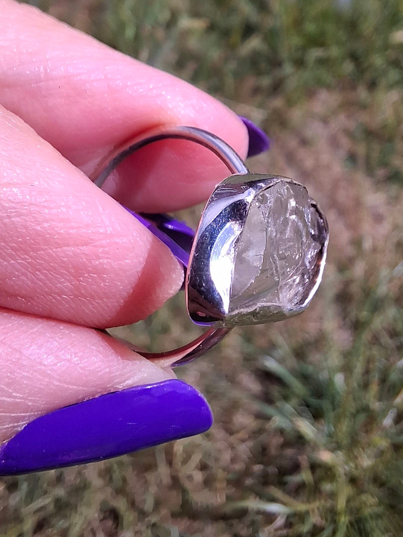 Libyan Desert Glass Ring, size large P, 925 Silver, Tektite (Ref: LR29)