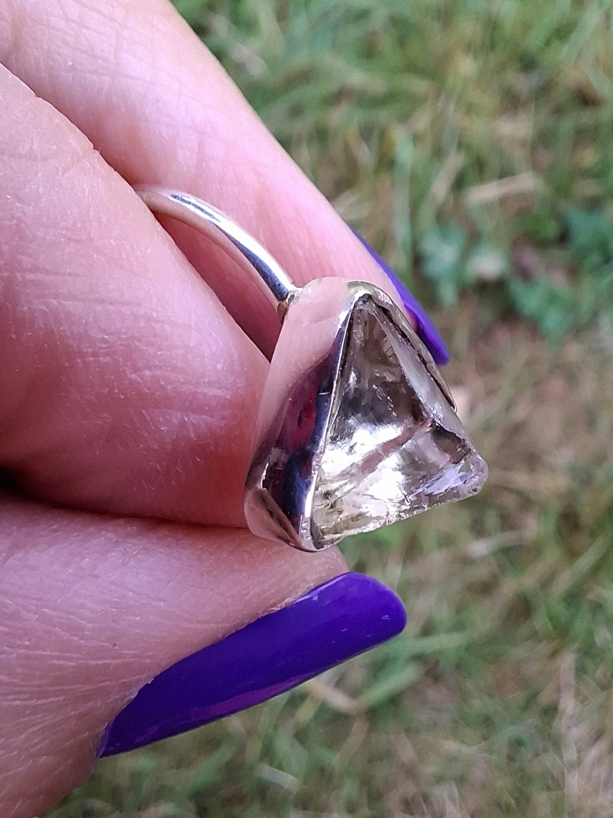 Libyan Desert Glass Ring, size small M, 925 Silver, Tektite (Ref: LR19)
