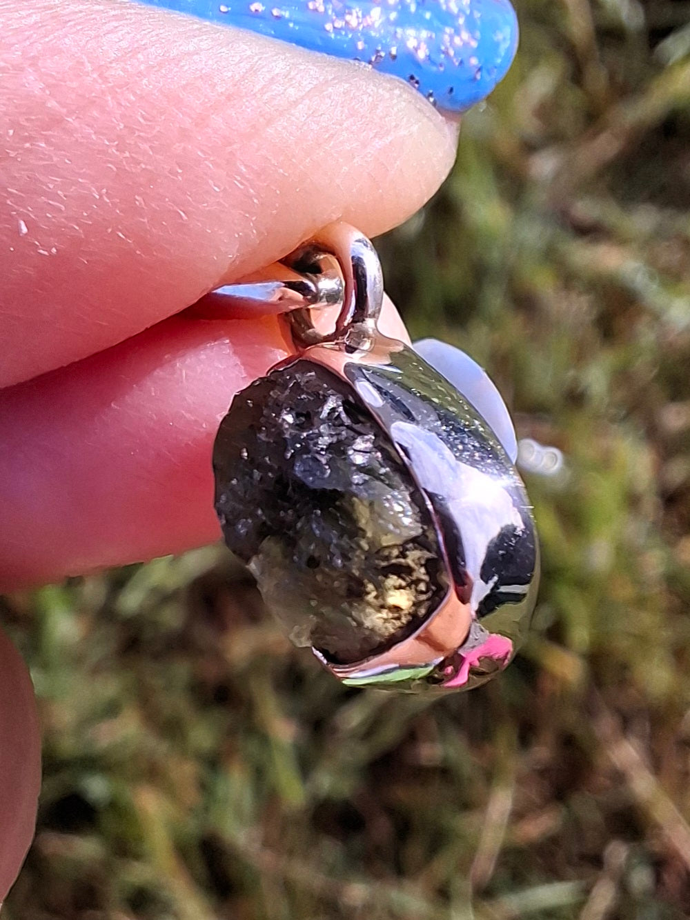 Moldavite Pendant, 925 Silver, Tektite (Ref: P51)