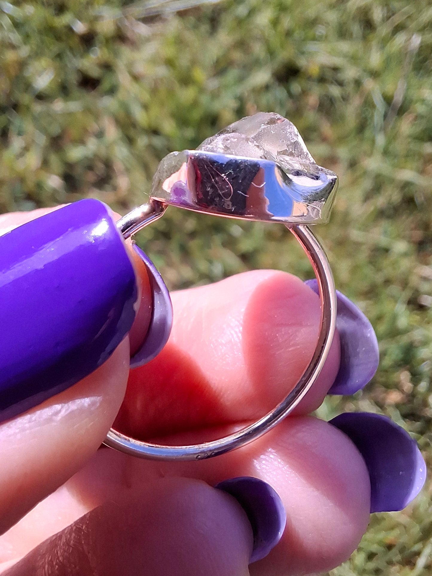 Libyan Desert Glass Ring, size U, 925 Silver, Tektite (Ref: LR52)