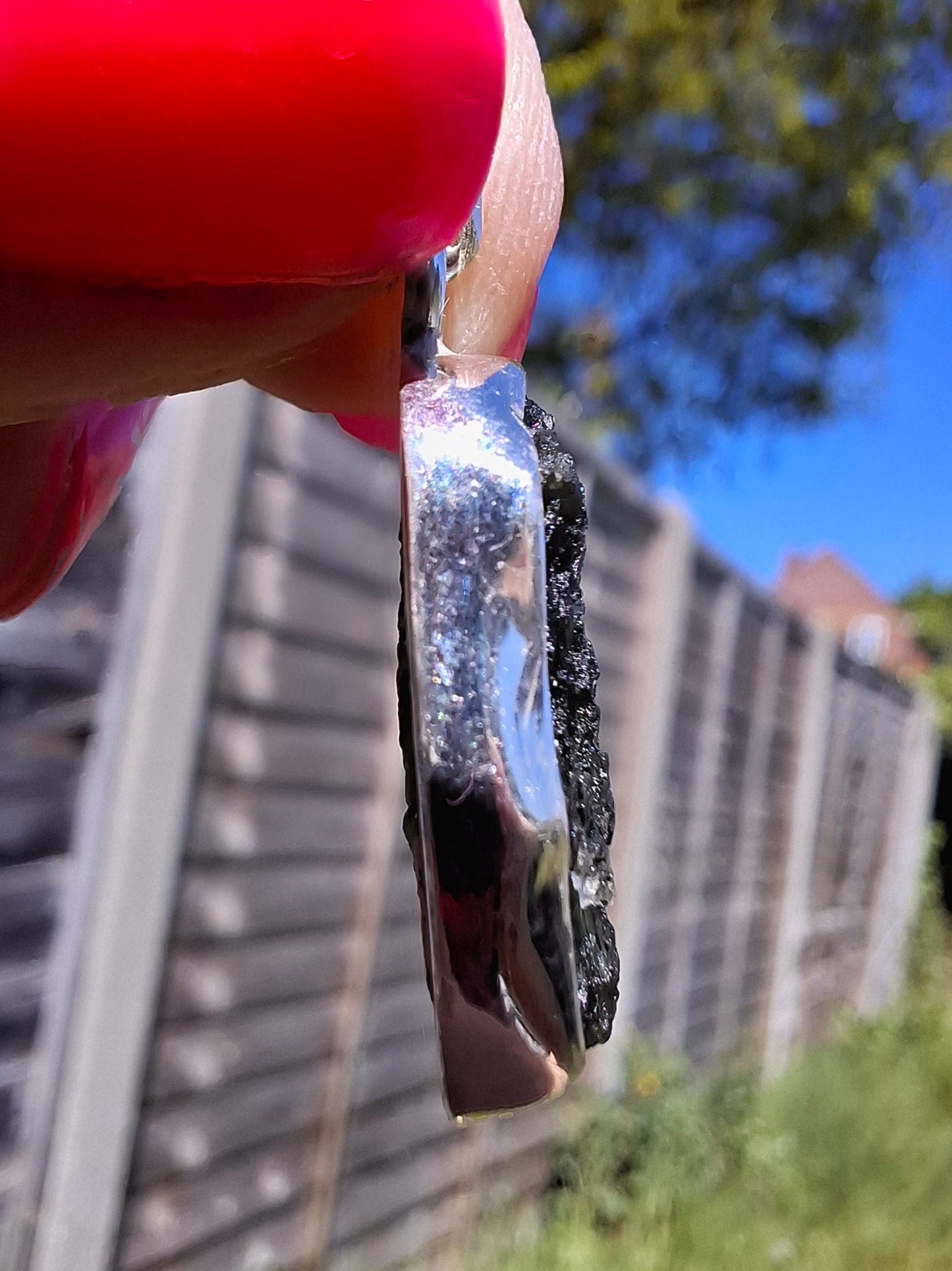 Moldavite Pendant, 925 Silver, Tektite (Ref: P442)