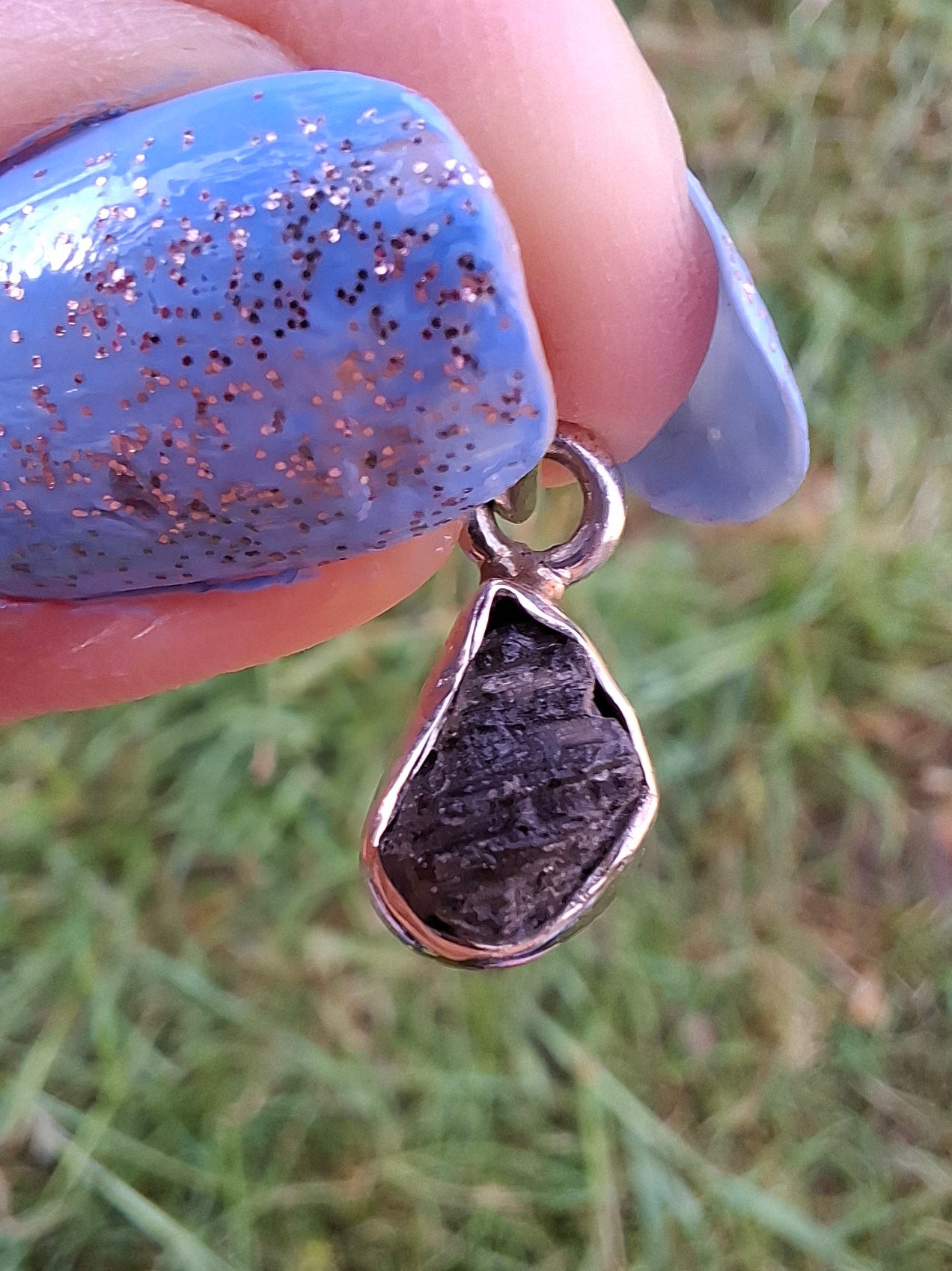 Moldavite Pendant, 925 Silver, Tektite (Ref: P35)