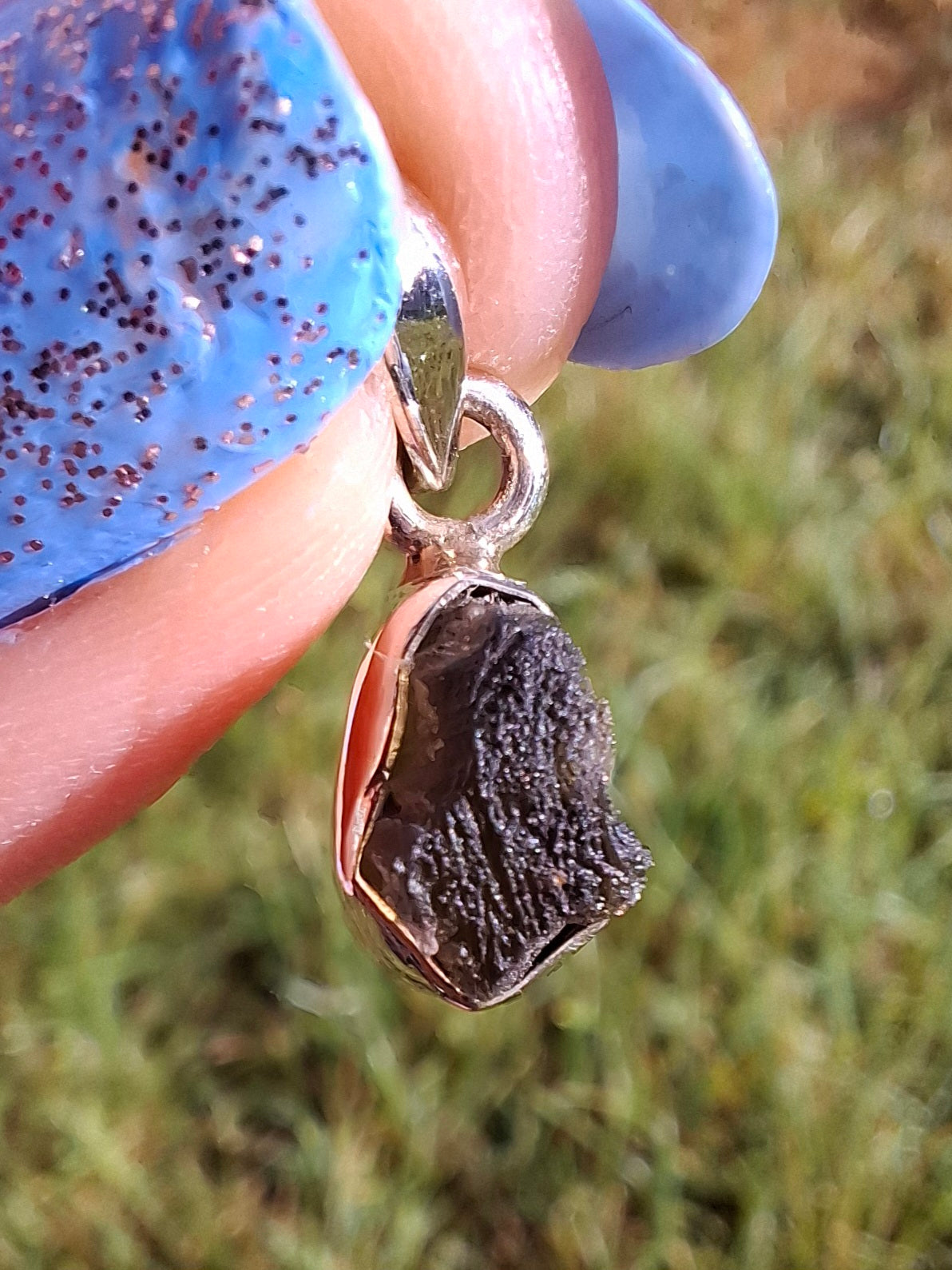 Moldavite Pendant, 925 Silver, Tektite (Ref: P58)