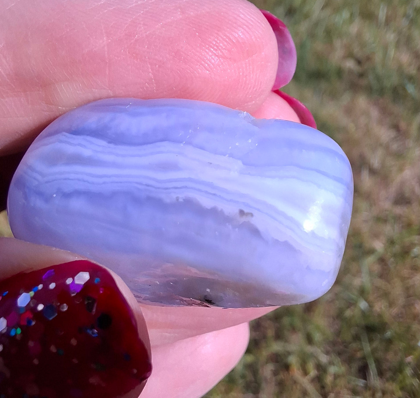 Blue Lace Agate, Tumble Stone, Crystal (Ref: T142)