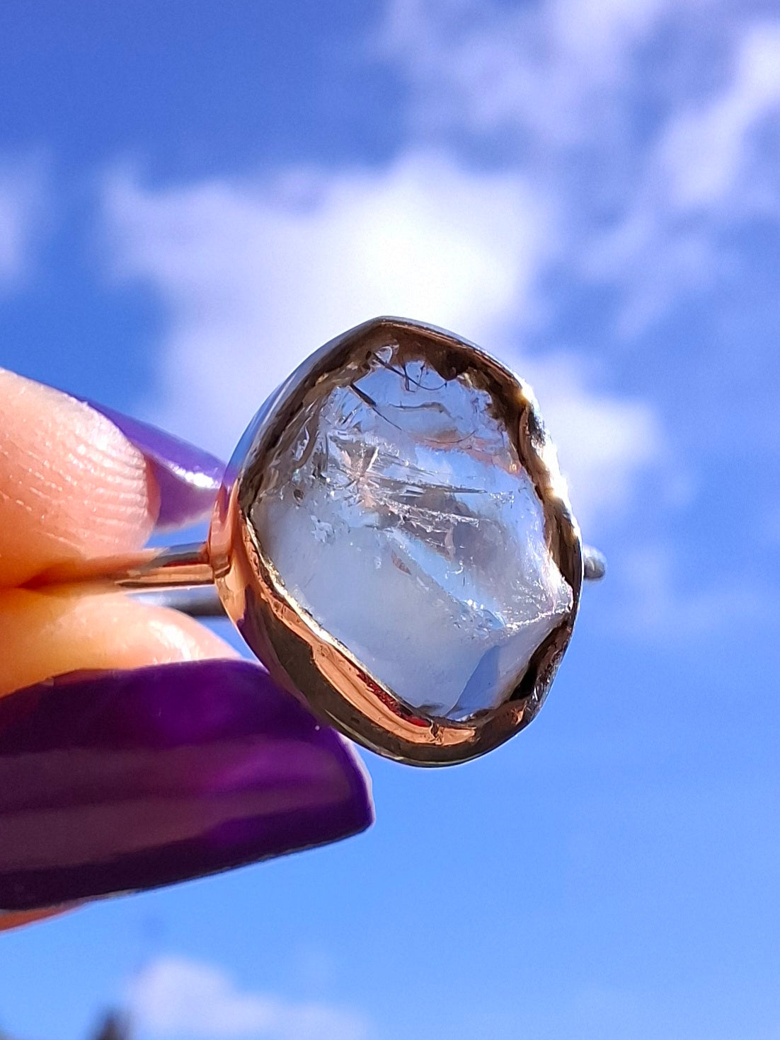 Libyan Desert Glass Ring, size large R/small S, 925 Silver, Tektite (Ref: LR42)