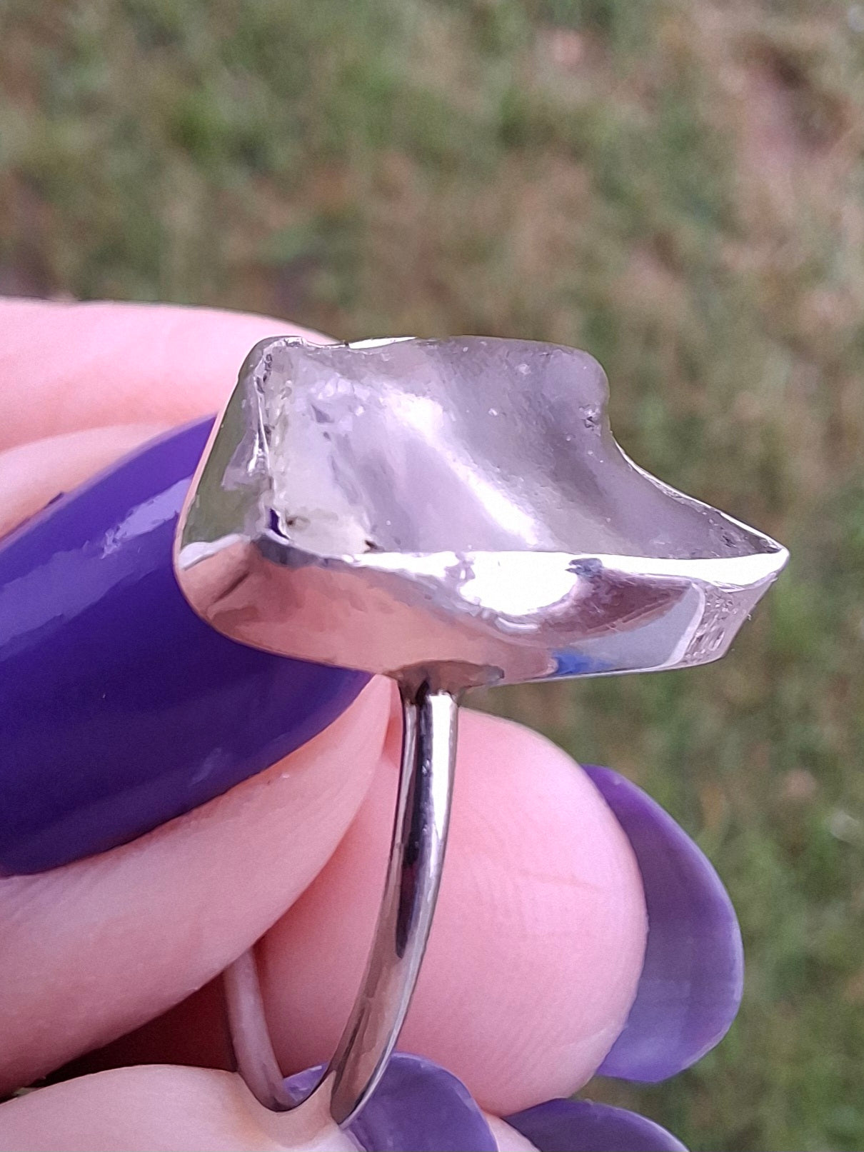 Libyan Desert Glass Ring, size large Q, 925 Silver, Tektite (Ref: LR36)