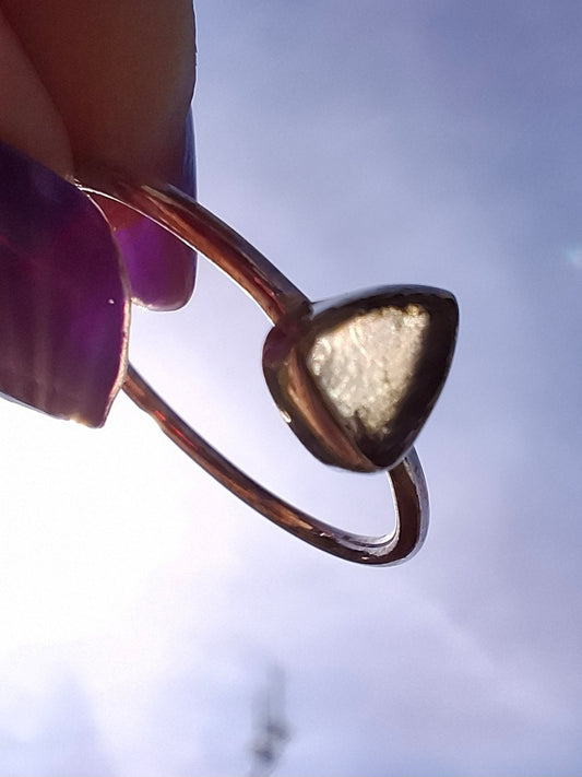 Moldavite Ring, size large R/small S, 925 Silver, Tektite (Ref: R67)