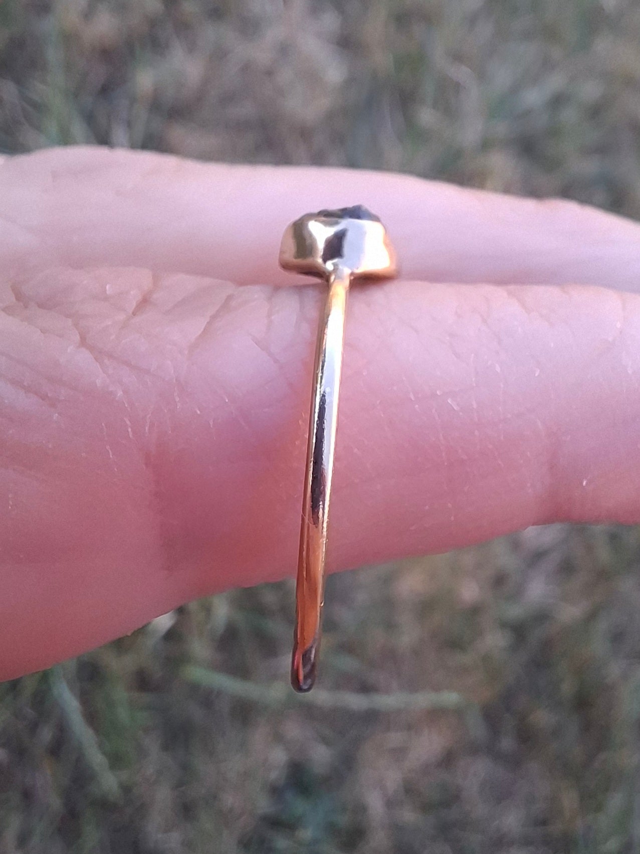 Moldavite Ring, 14K GOLD Plated, size U, Tektite (Ref: R348)