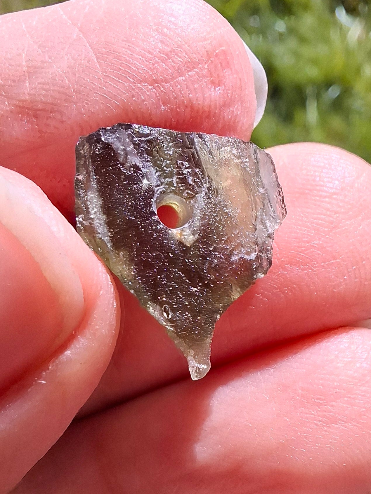 DRILLED, Moldavite Piece, 1.07g, Tektite (Ref: D15)
