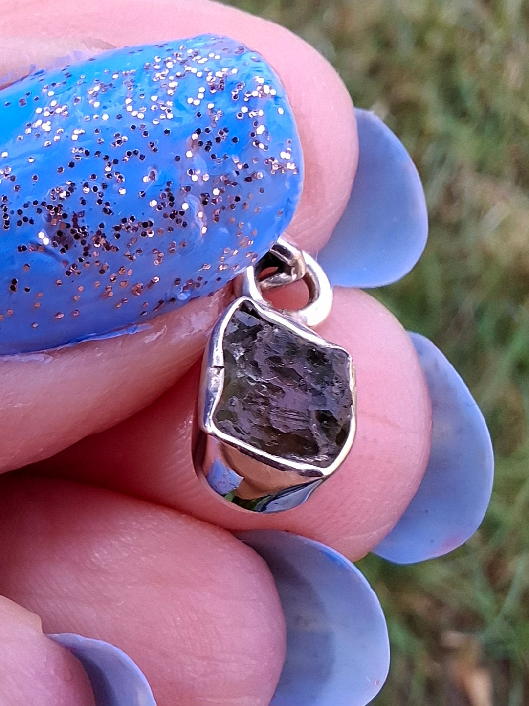 Moldavite Pendant, 925 Silver, Tektite (Ref: P53)