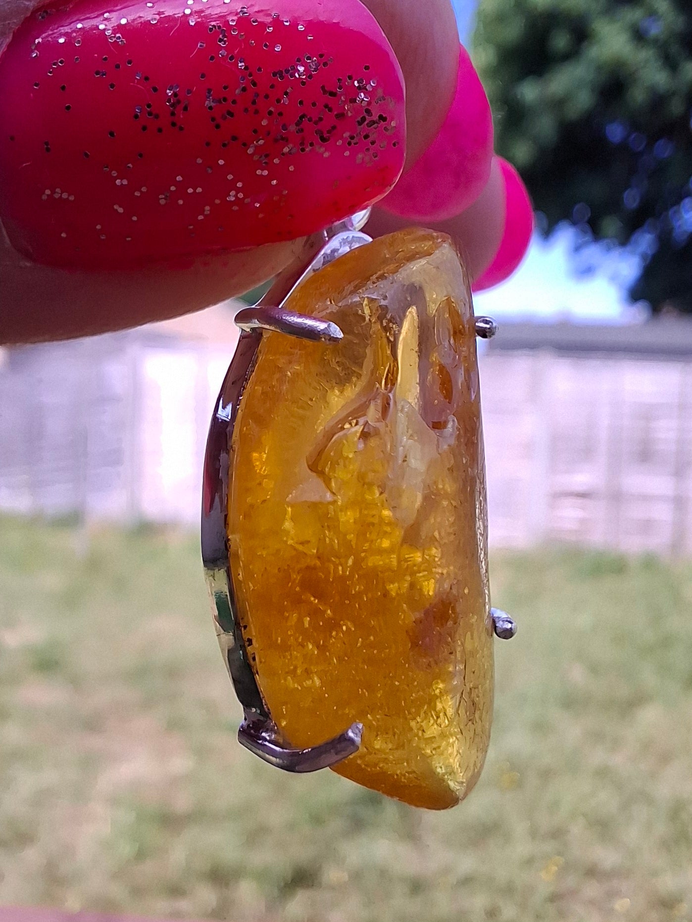 Baltic Amber Pendant, 925 Silver, Fossil (Ref: AP14)