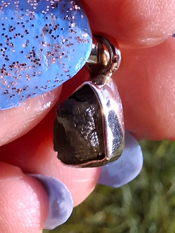 Moldavite Piece, 925 Silver, Tektite (Ref: P54)