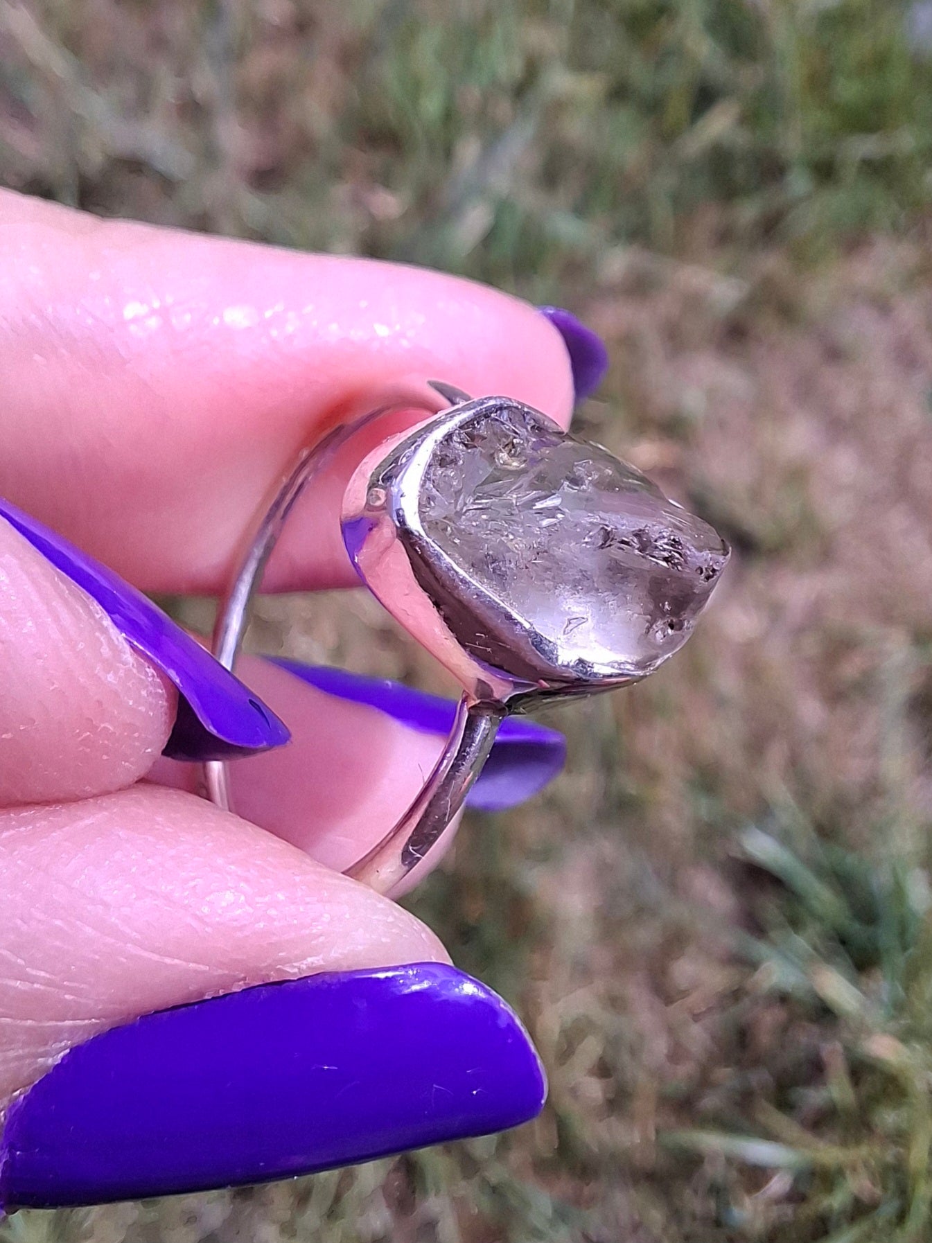 Libyan Desert Glass Ring, size small P, 925 Silver, Tektite (Ref: LR25)