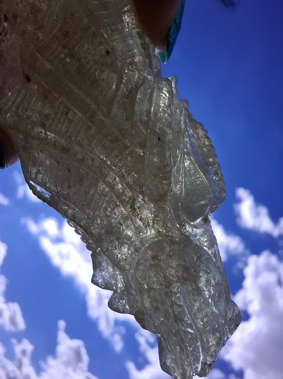 Libyan Desert Glass DRAGON HEAD carving, 48.11g, Tektite (Ref: Dragon4)