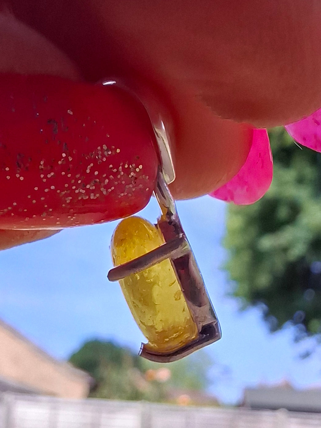 Baltic Amber Pendant, 925 Silver, Fossil (Ref: AP26)