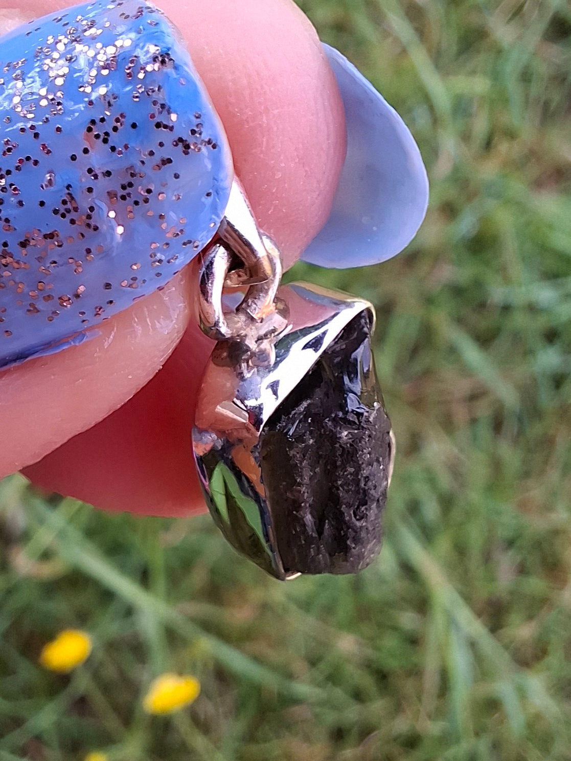 Moldavite Pendant, 925 Silver, Tektite (Ref: P31)