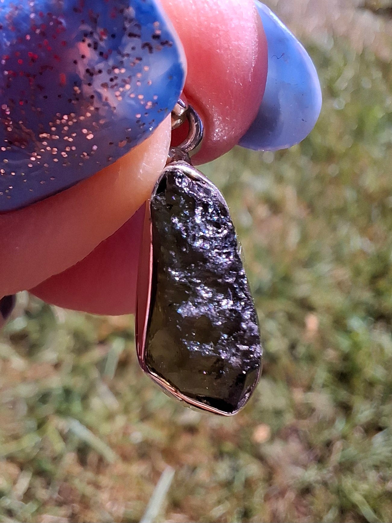 Moldavite Pendant, 925 Silver, Tektite (Ref: P79)