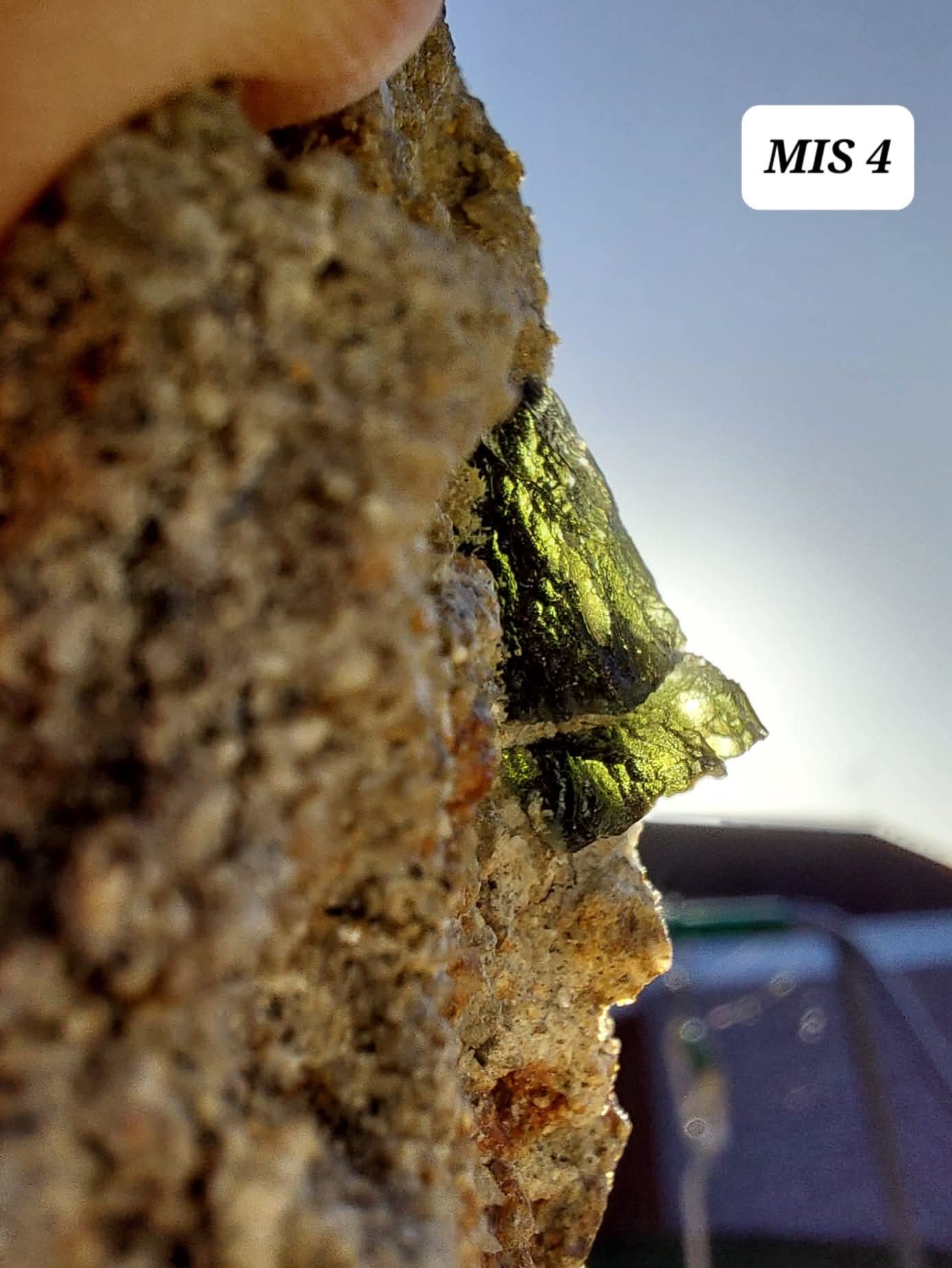 Moldavite In-Situ (in matrix), Besednice, Est- 2g, Tektite (Ref: MIS4)