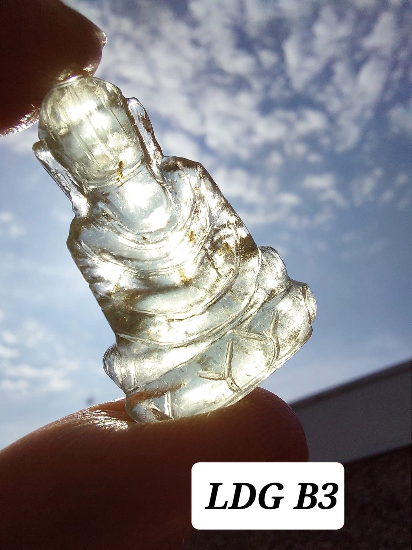 Libyan Desert Glass BUDDHA Carving, 6.80g, Tektite (Ref: LDG B3)