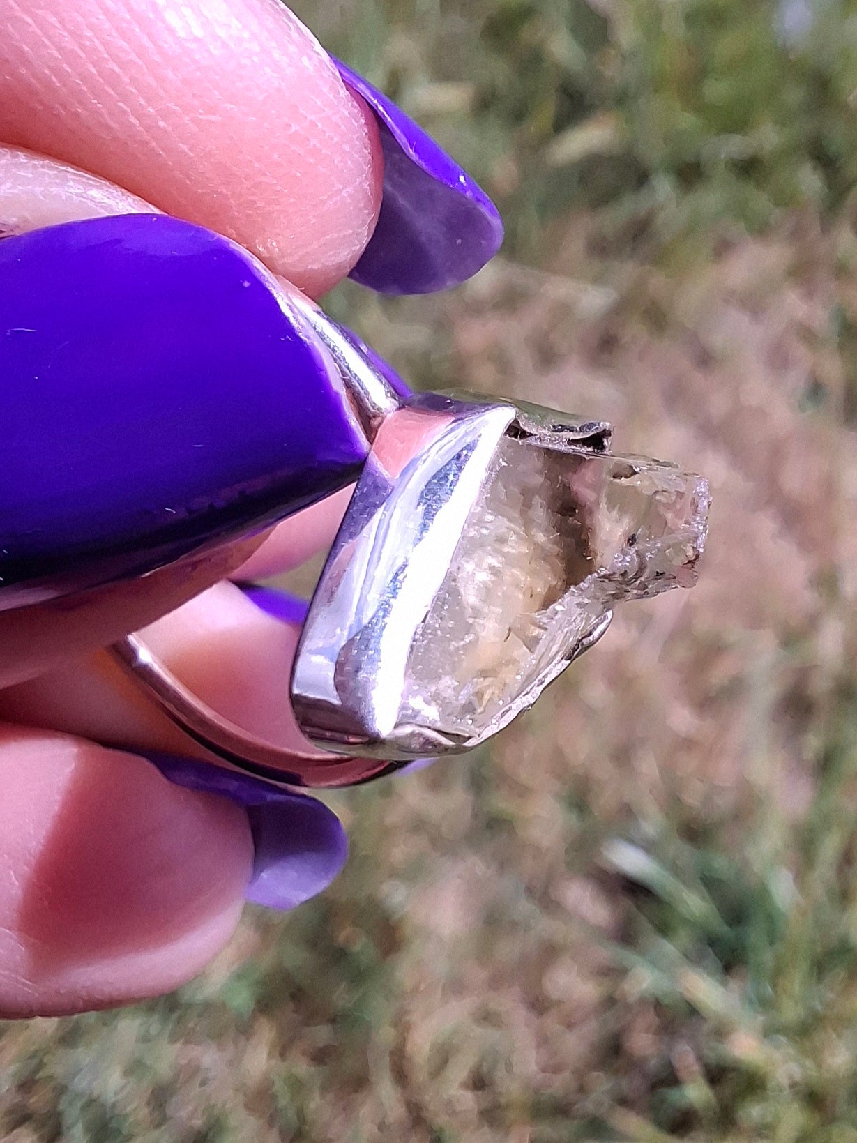 Libyan Desert Glass Ring, size Large O, 925 Silver, Tektite (Ref: LR21)