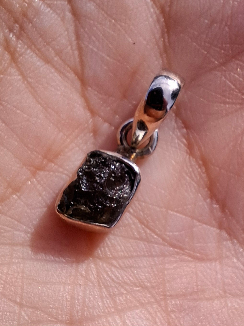Moldavite Pendant, 925 Silver, Tektite (Ref: P61)