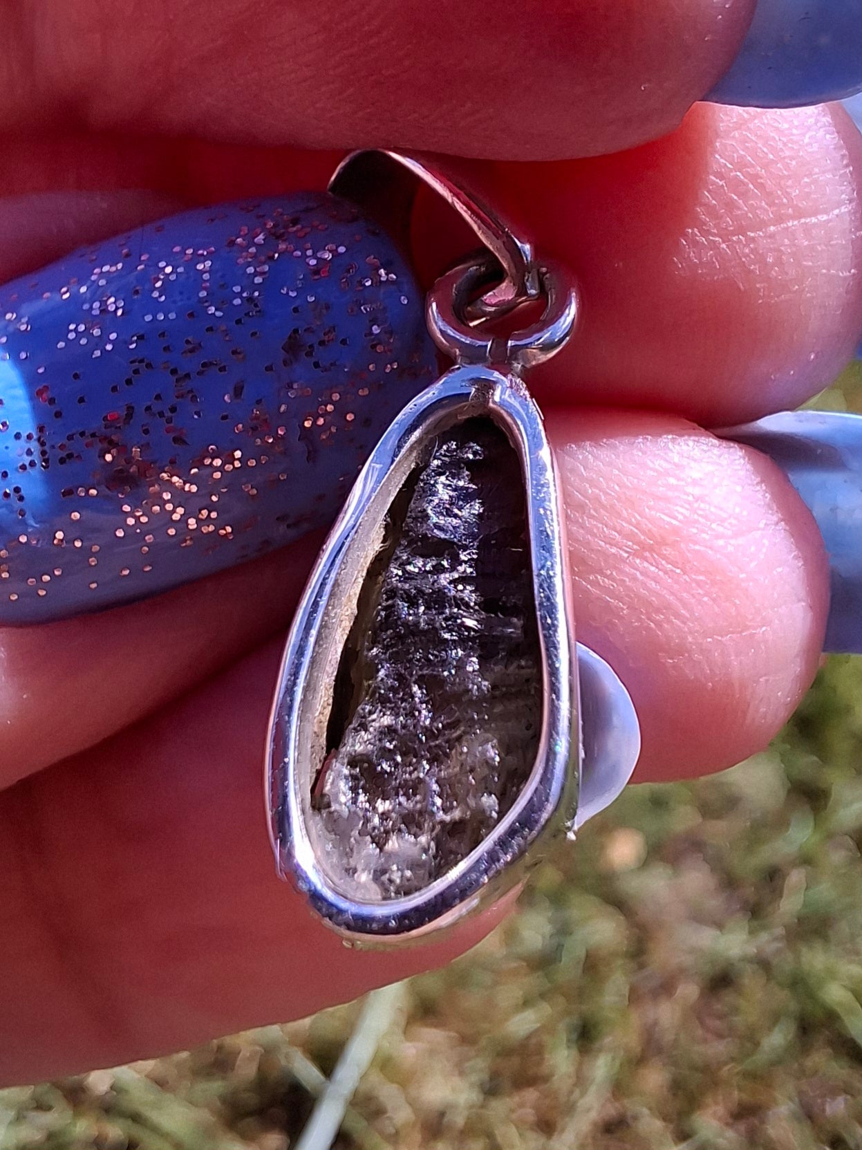 Moldavite Pendant, 925 Silver, Tektite (Ref: P79)
