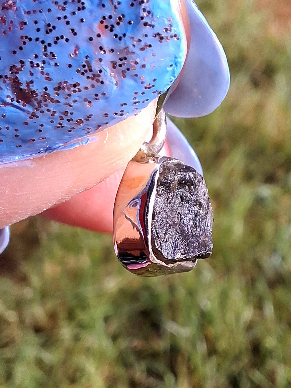 Moldavite Pendant, 925 Silver, Tektite (Ref: P56)