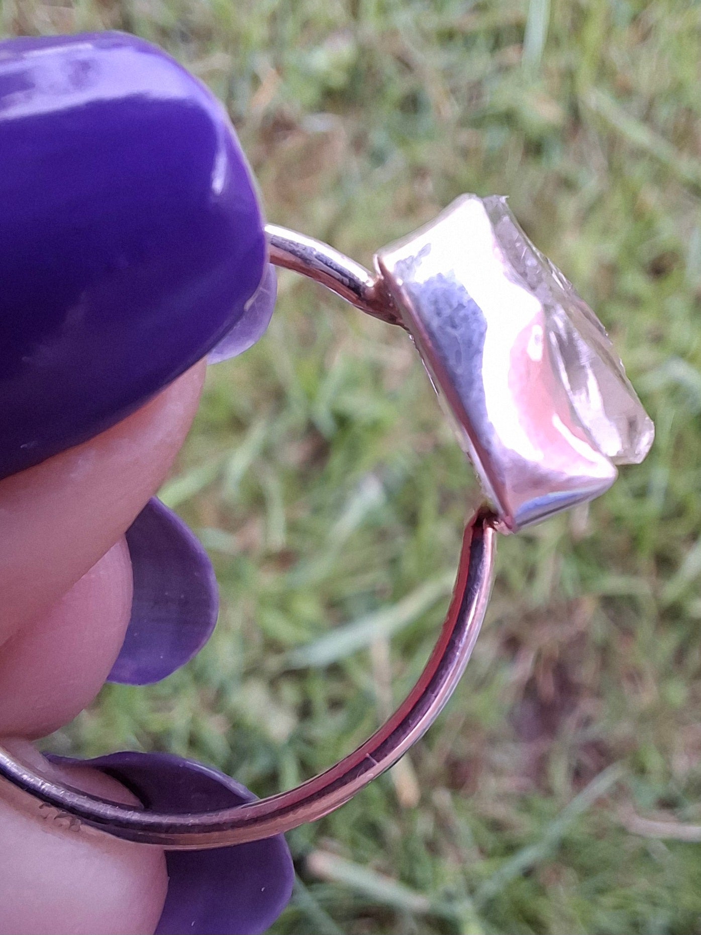 Libyan Desert Glass Ring, size large V, 925 Silver, Tektite (Ref: LR56)