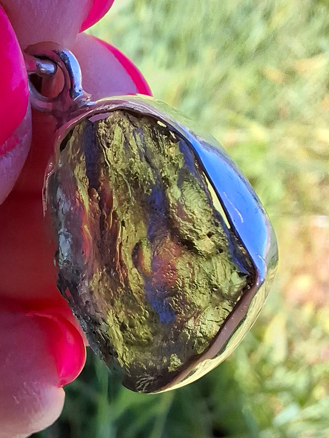 Moldavite Pendant, 925 Silver, Tektite (Ref: P441)