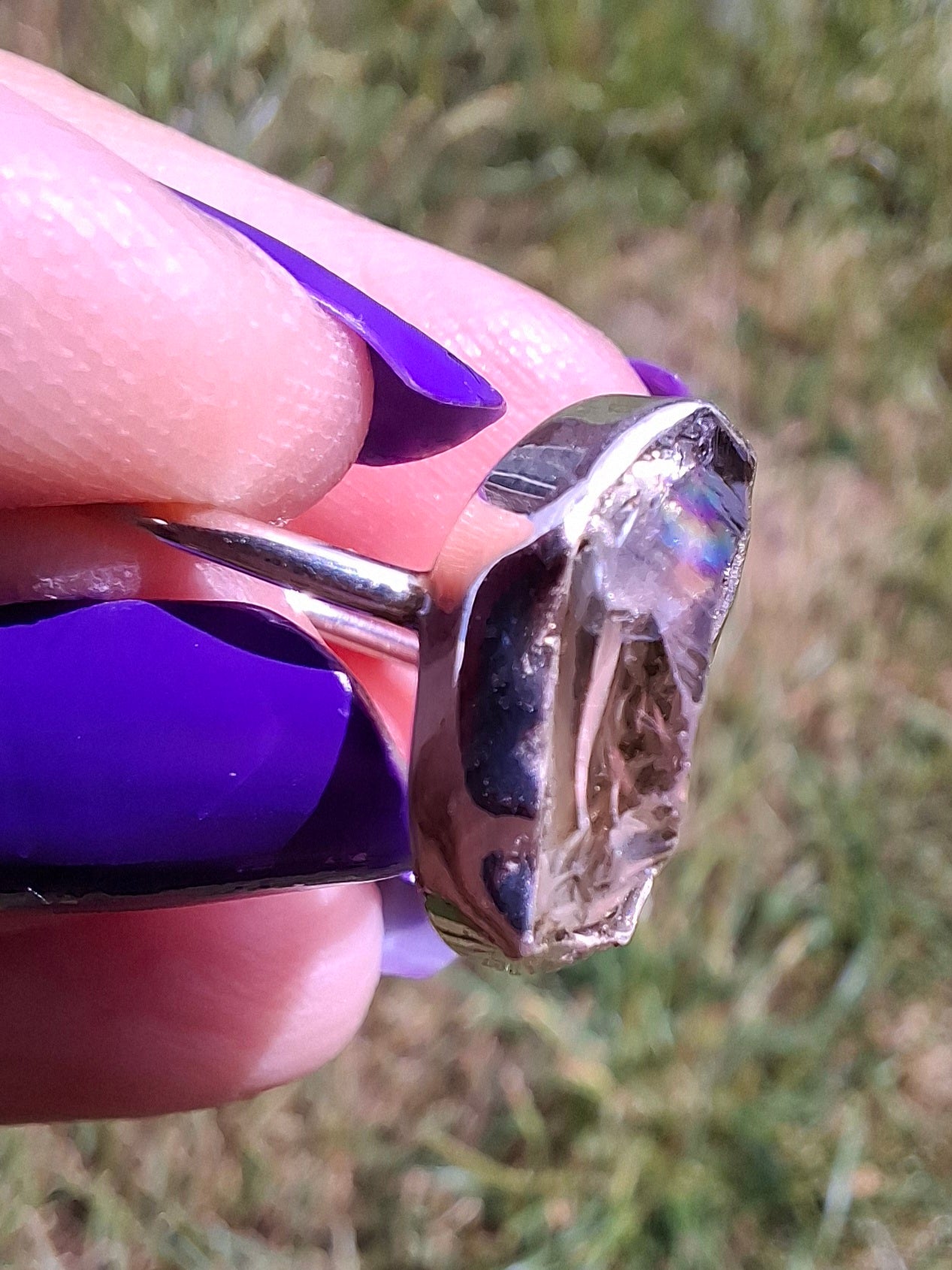 Libyan Desert Glass Ring, size K, 925 Silver, Tektite 🌈 (Ref: LR12)