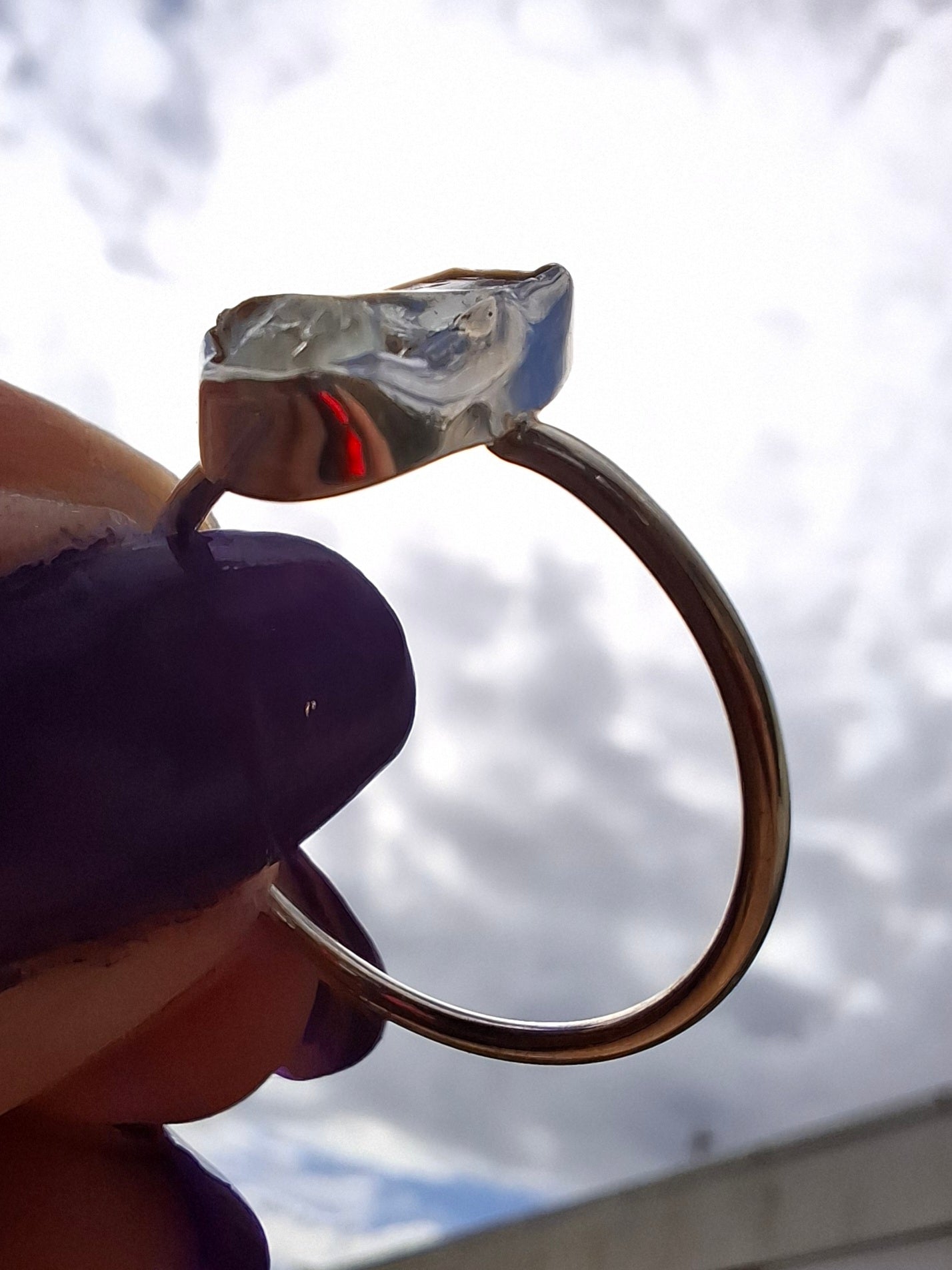 Libyan Desert Glass Ring, size large W, 925 Silver, Tektite (Ref: LR63)