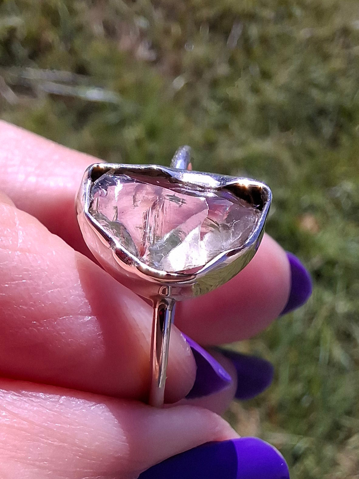 Libyan Desert Glass Ring, size large W, 925 Silver, Tektite (Ref: LR63)