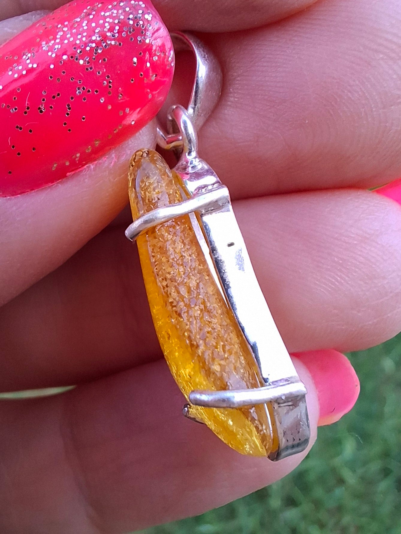 Baltic Amber Pendant, 925 Silver, Fossil (Ref: AP6)